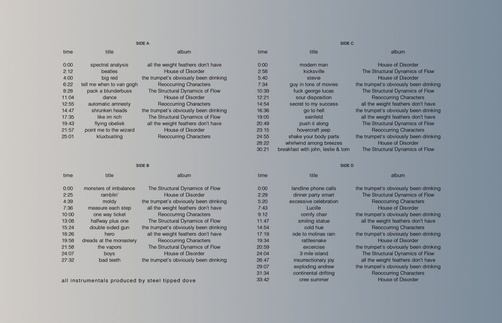 53 dove instrumentals from 2023 (double cassette)